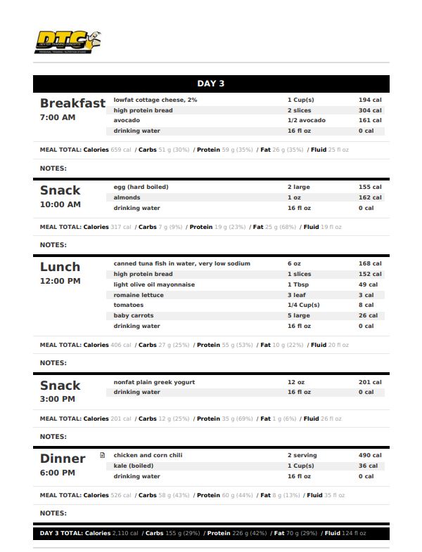 sample meal plan day 3